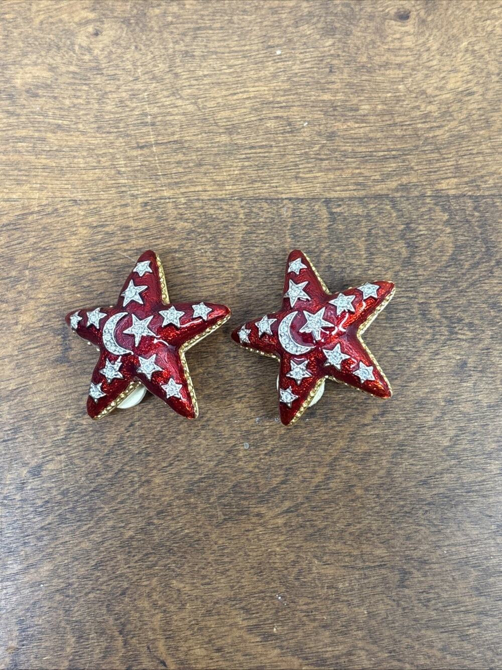 Red Star Clip Earrings Quacker Factory